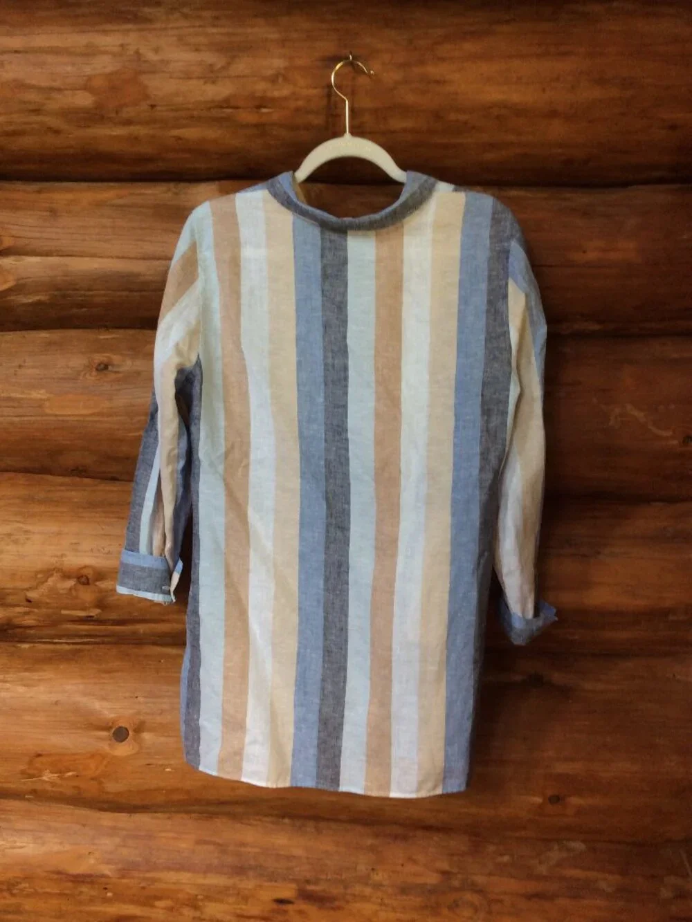 Chico's Linen Striped Classic Modern Chic Coastal Tunic Shirt Size 2 US Large - Picture 2 of 5